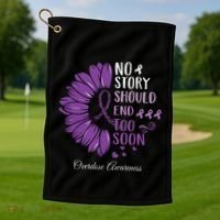 No Story Should End Too Soon Overdose Purple Ribbon Golf Towel thumb 1