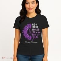No Story Should End Too Soon Overdose Purple Ribbon Women's T-Shirt thumb 4