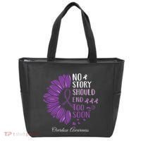 No Story Should End Too Soon Overdose Purple Ribbon Tote Bag thumb 0