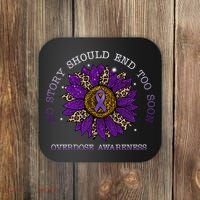 No Story Should End Too Soon Overdose Awareness Sunflower Ribbon Coaster thumb 0