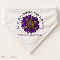 No Story Should End Too Soon Overdose Awareness Sunflower Ribbon USA-Made Doggie Bandana thumb 0