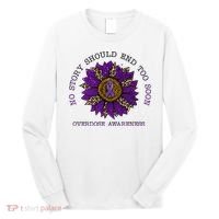 No Story Should End Too Soon Overdose Awareness Sunflower Ribbon Long Sleeve Shirt thumb 0