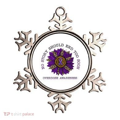 No Story Should End Too Soon Overdose Awareness Sunflower Ribbon Ornament
