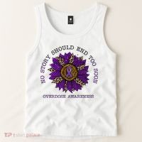 No Story Should End Too Soon Overdose Awareness Sunflower Ribbon Tank Top thumb 2