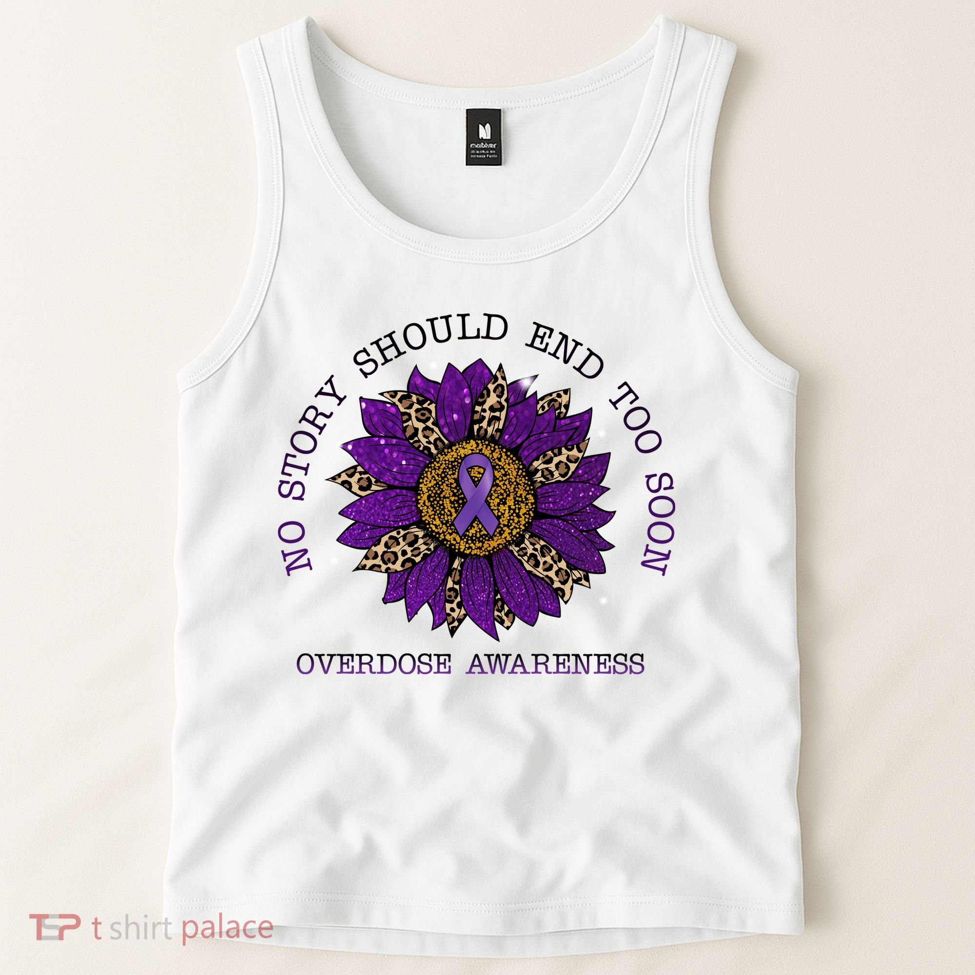 No Story Should End Too Soon Overdose Awareness Sunflower Ribbon Tank Top
