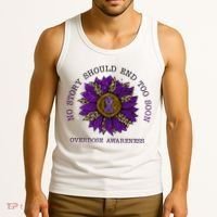 No Story Should End Too Soon Overdose Awareness Sunflower Ribbon Tank Top thumb 3