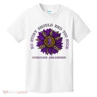 No Story Should End Too Soon Overdose Awareness Sunflower Ribbon Kids T-Shirt thumb 0