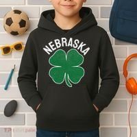Nebraska Shamrock St. Patrick's Day Saint Paddy's Irish Kids Hoodie thumb 2