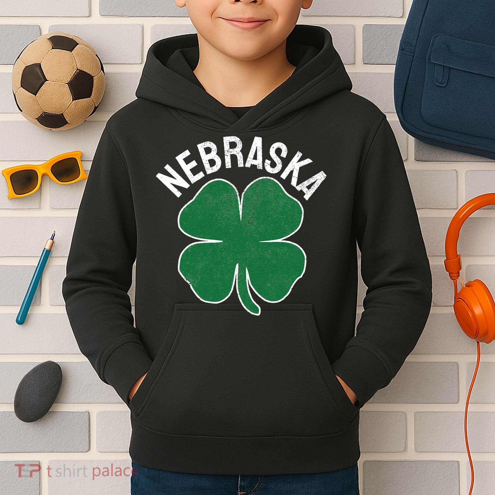 Nebraska Shamrock St. Patrick's Day Saint Paddy's Irish Kids Hoodie
