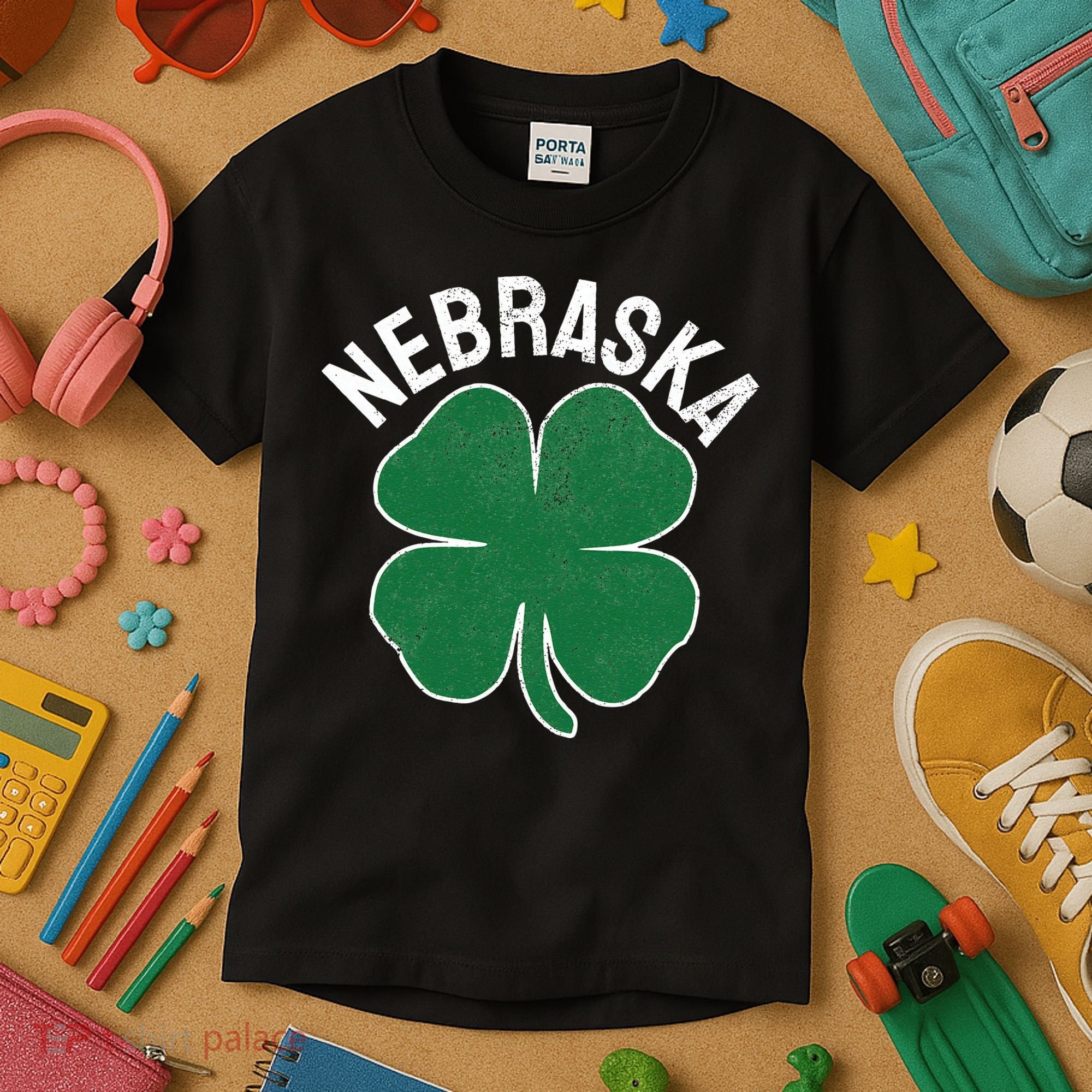 Nebraska Shamrock St. Patrick's Day Saint Paddy's Irish Kids T-Shirt