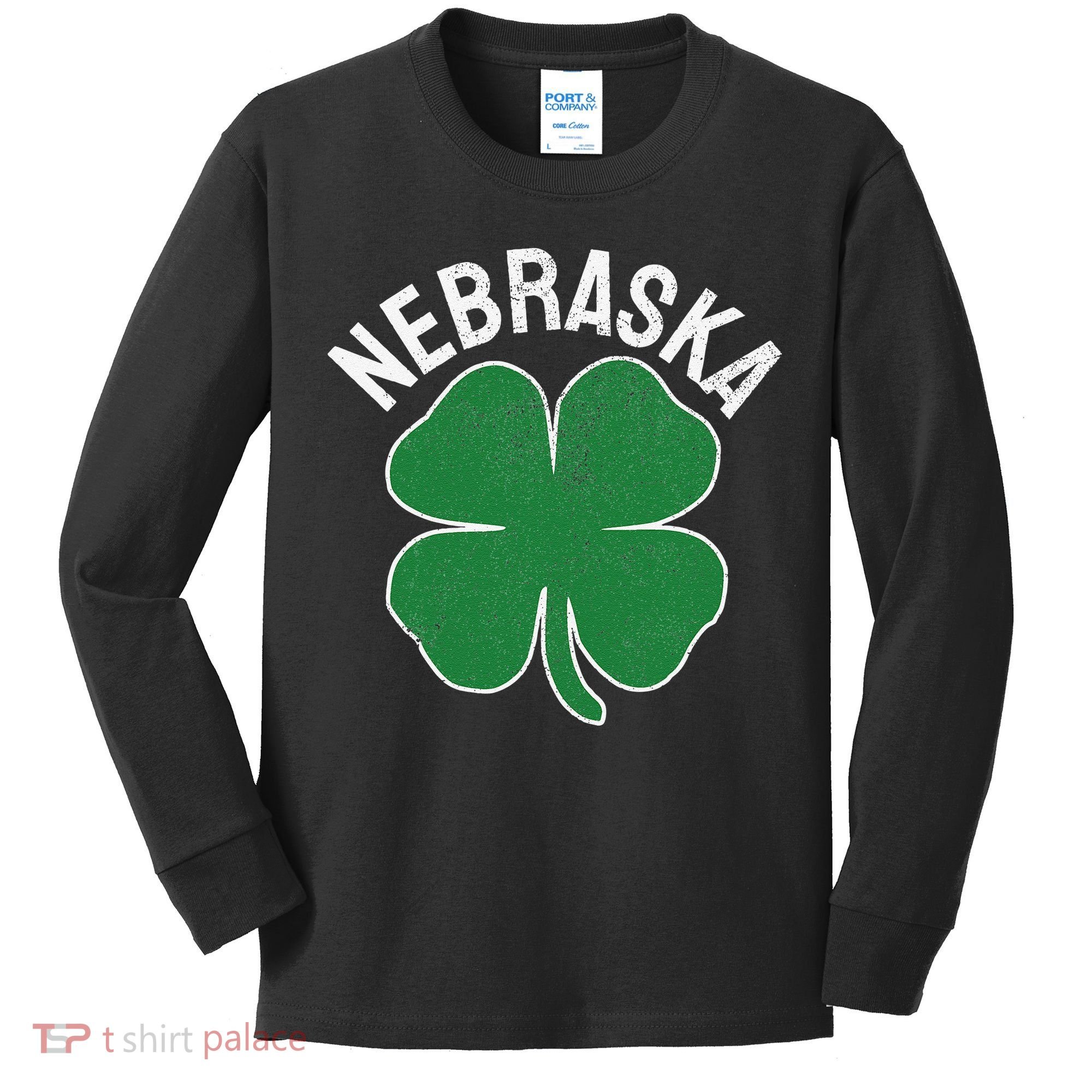 Nebraska Shamrock St. Patrick's Day Saint Paddy's Irish Kids Long Sleeve Shirt