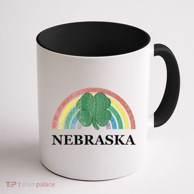 Nebraska Shamrock St. Patrick's Day Saint Paddy's Rainbow Coffee Mug back