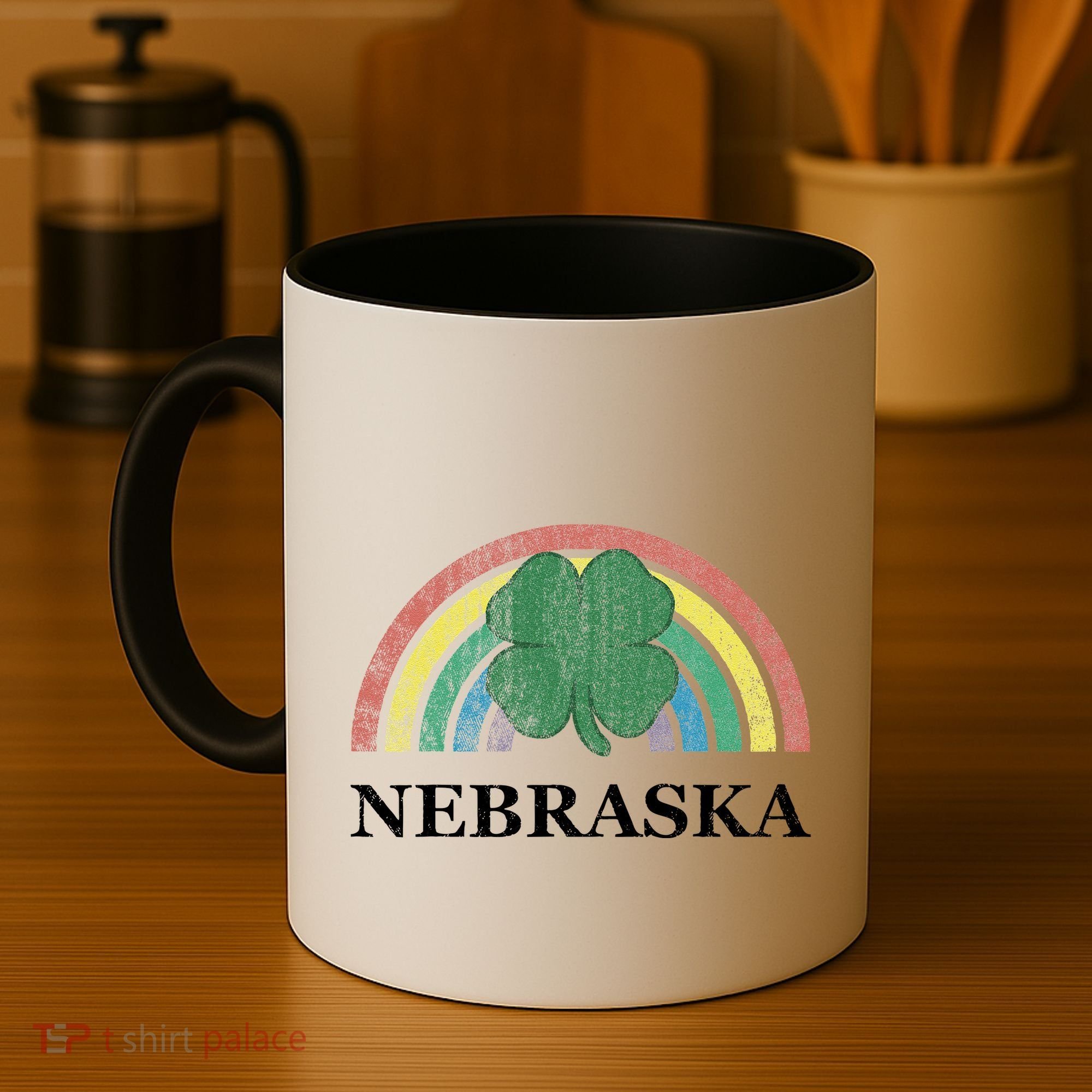Nebraska Shamrock St. Patrick's Day Saint Paddy's Rainbow Coffee Mug