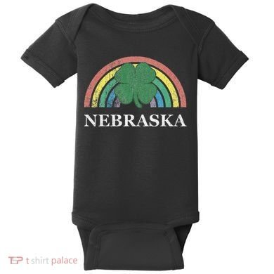 Nebraska Shamrock St. Patrick's Day Saint Paddy's Rainbow Baby Bodysuit