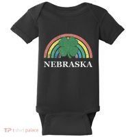 Nebraska Shamrock St. Patrick's Day Saint Paddy's Rainbow Baby Bodysuit thumb 0