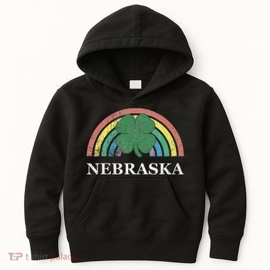 Nebraska Shamrock St. Patrick's Day Saint Paddy's Rainbow Kids Hoodie