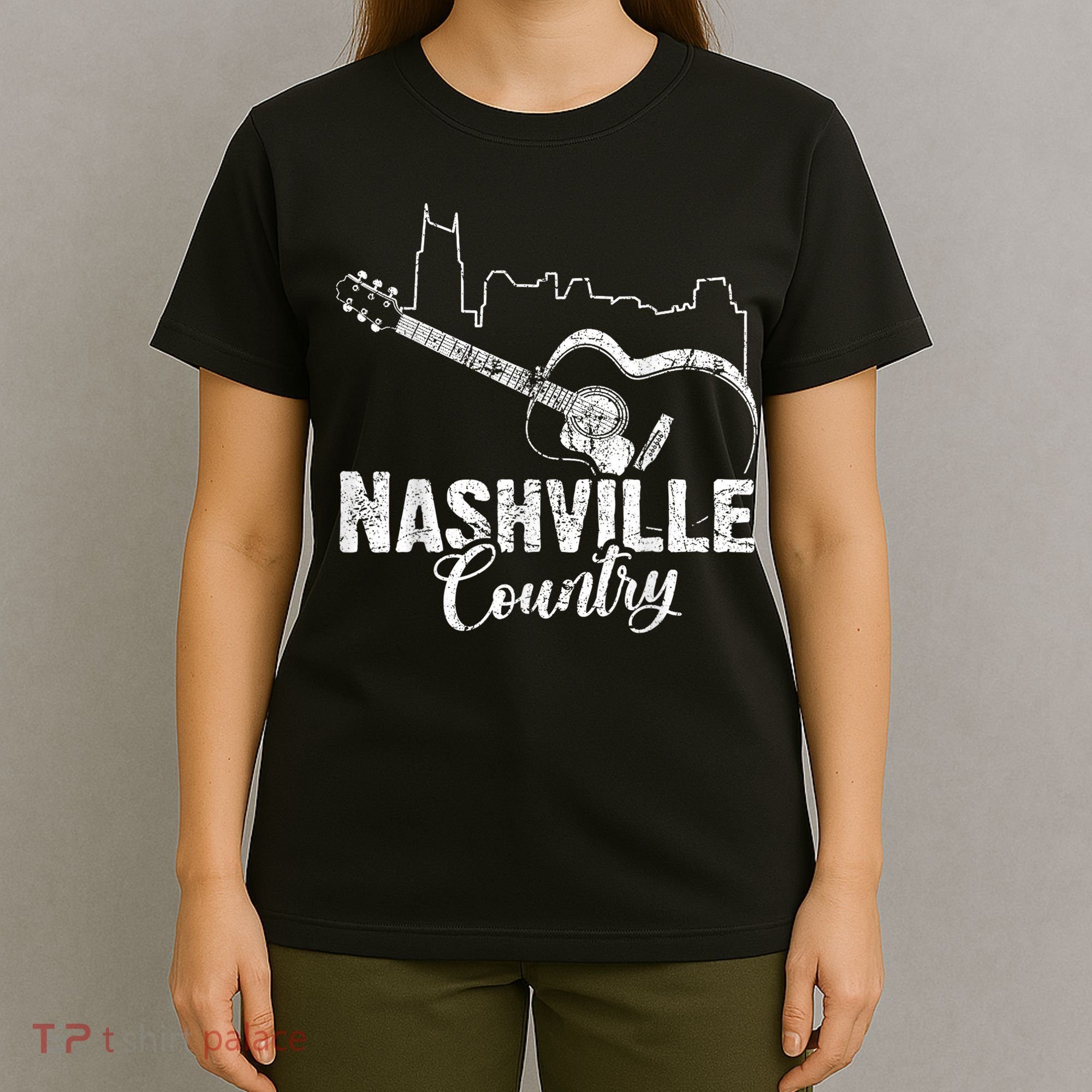 Nashville Skyline Tennessee Country Music Guitar Player T-Shirt