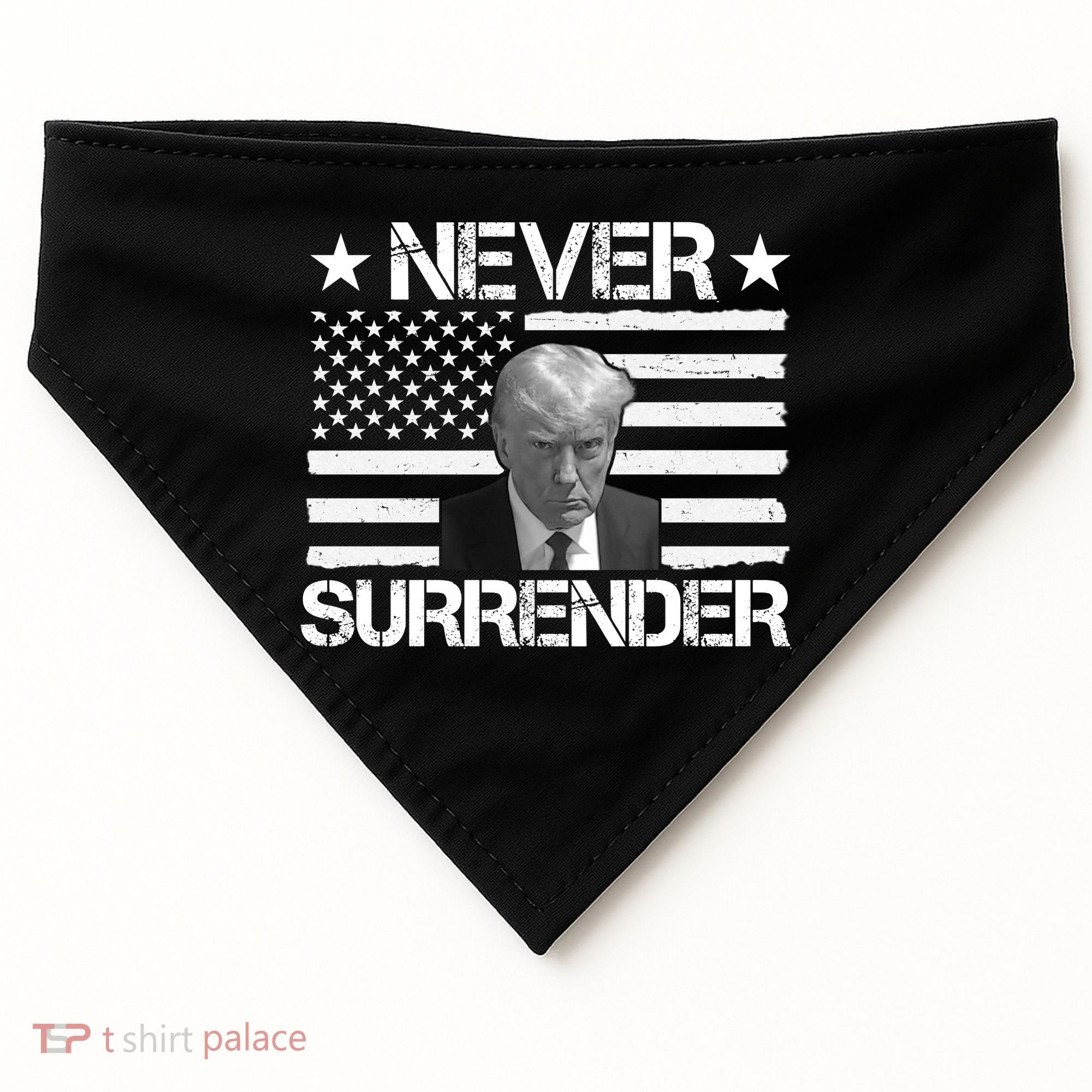 Never Surrender Trump American Flag USA-Made Doggie Bandana
