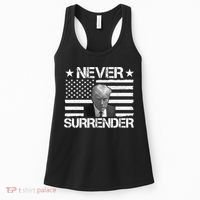 Never Surrender Trump American Flag Women's Tank Top thumb 0