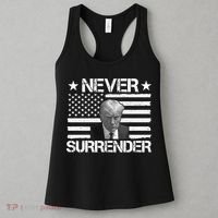 Never Surrender Trump American Flag Women's Tank Top thumb 3