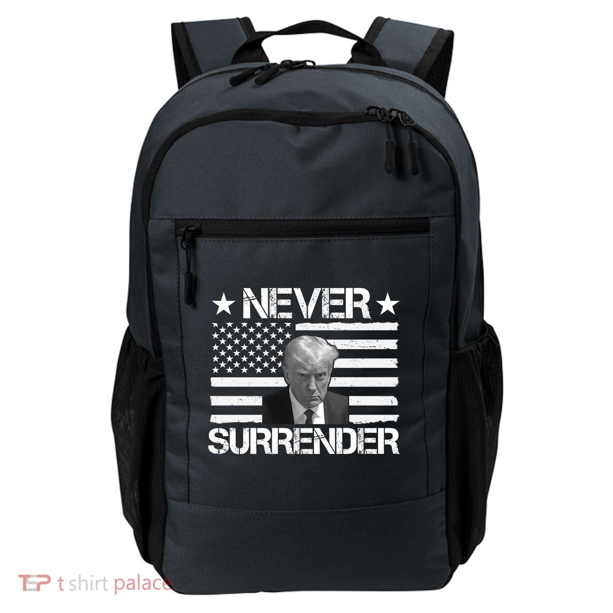 Never Surrender Trump American Flag Backpack