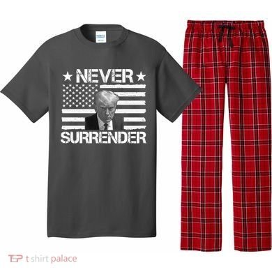 Never Surrender Trump American Flag Pajama Set