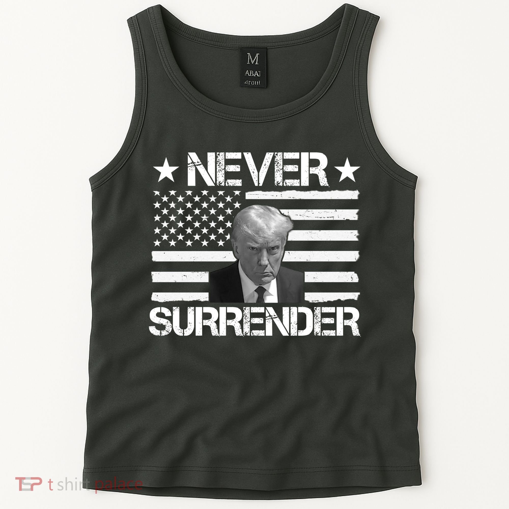 Never Surrender Trump American Flag Tank Top