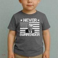 Never Surrender Trump American Flag Toddler T-Shirt thumb 2