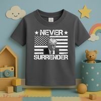 Never Surrender Trump American Flag Toddler T-Shirt thumb 3