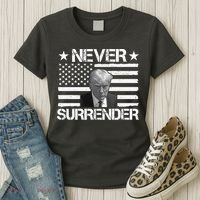 Never Surrender Trump American Flag Women's T-Shirt thumb 3