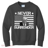 Never Surrender Trump American Flag Kids Sweatshirt thumb 0