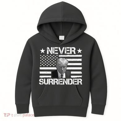 Never Surrender Trump American Flag Kids Hoodie