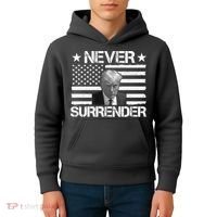 Never Surrender Trump American Flag Kids Hoodie thumb 4