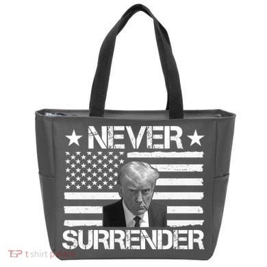 Never Surrender Trump American Flag Tote Bag