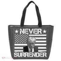Never Surrender Trump American Flag Tote Bag thumb 0