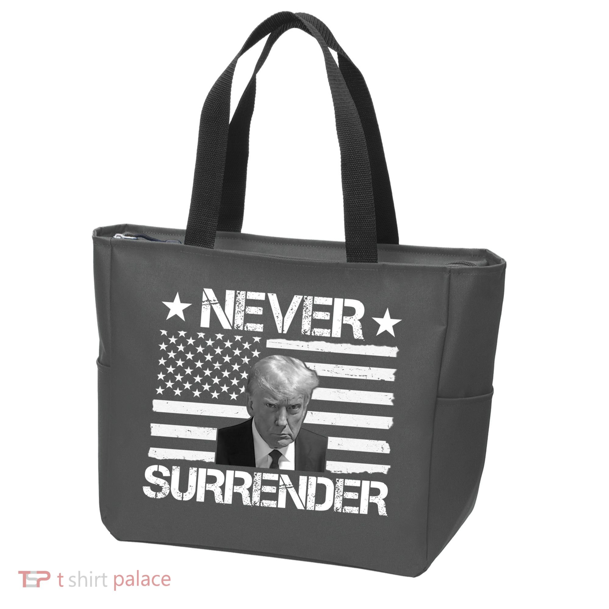 Never Surrender Trump American Flag Tote Bag
