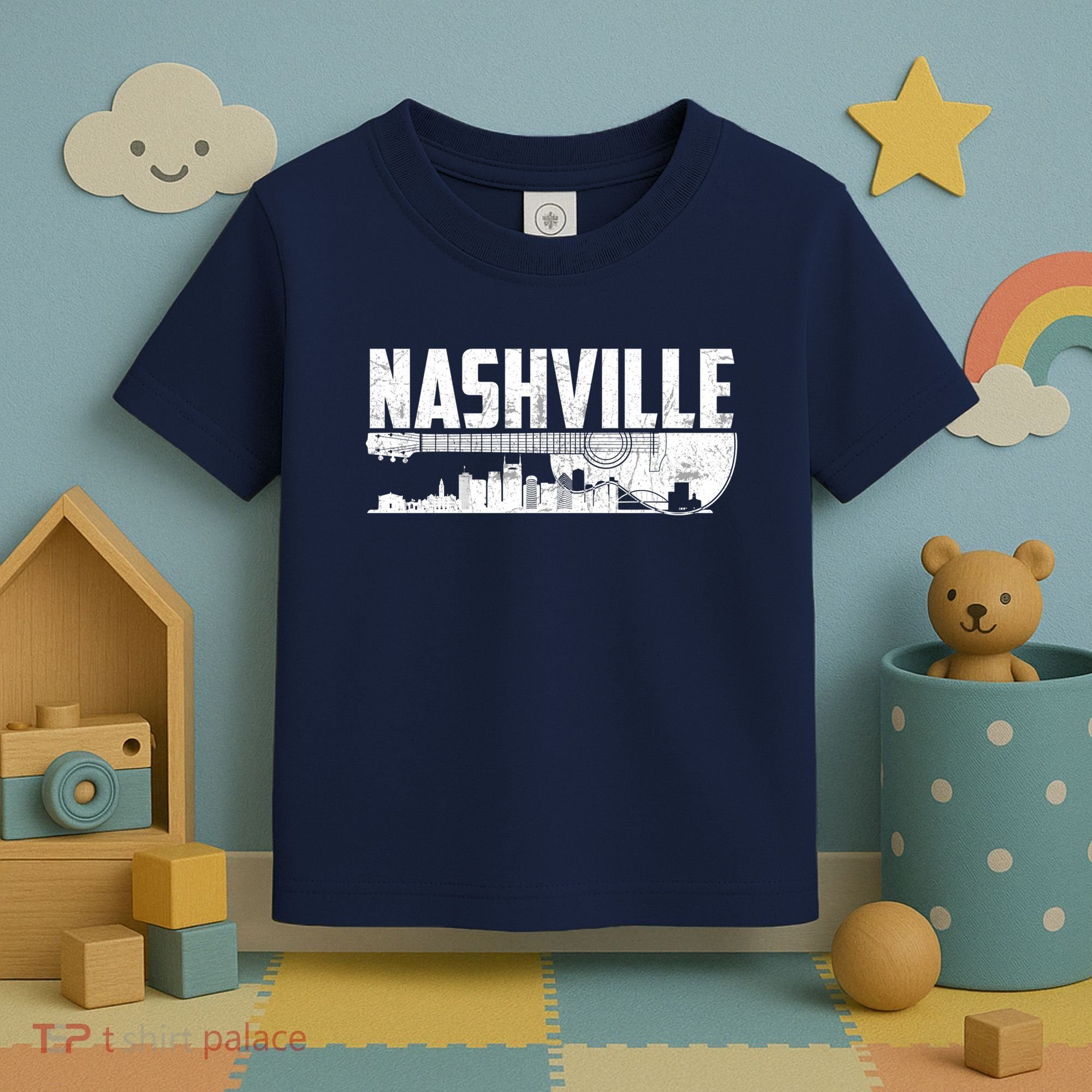 Nashville Skyline Tennessee Country Music Guitar Player Toddler T-Shirt