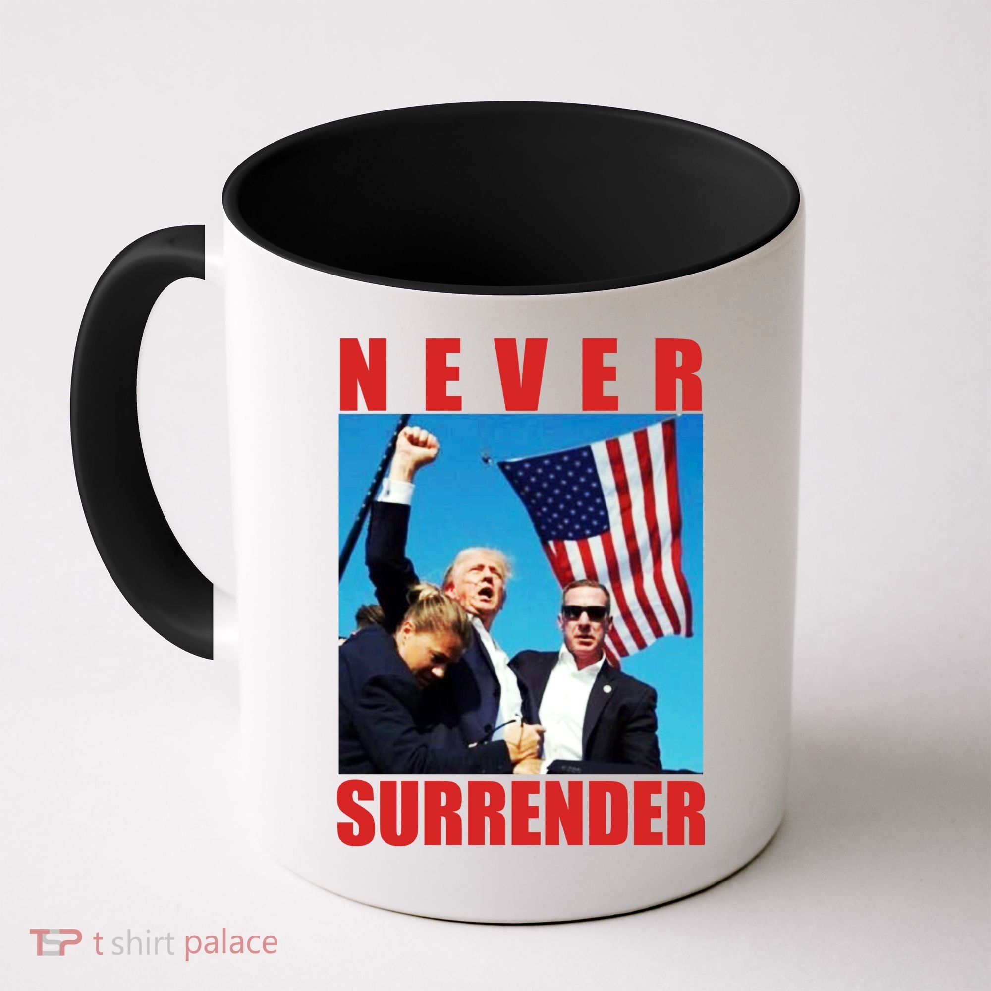 Never Surrender Trump 2024 Pennsylvania Rally Shooting Coffee Mug