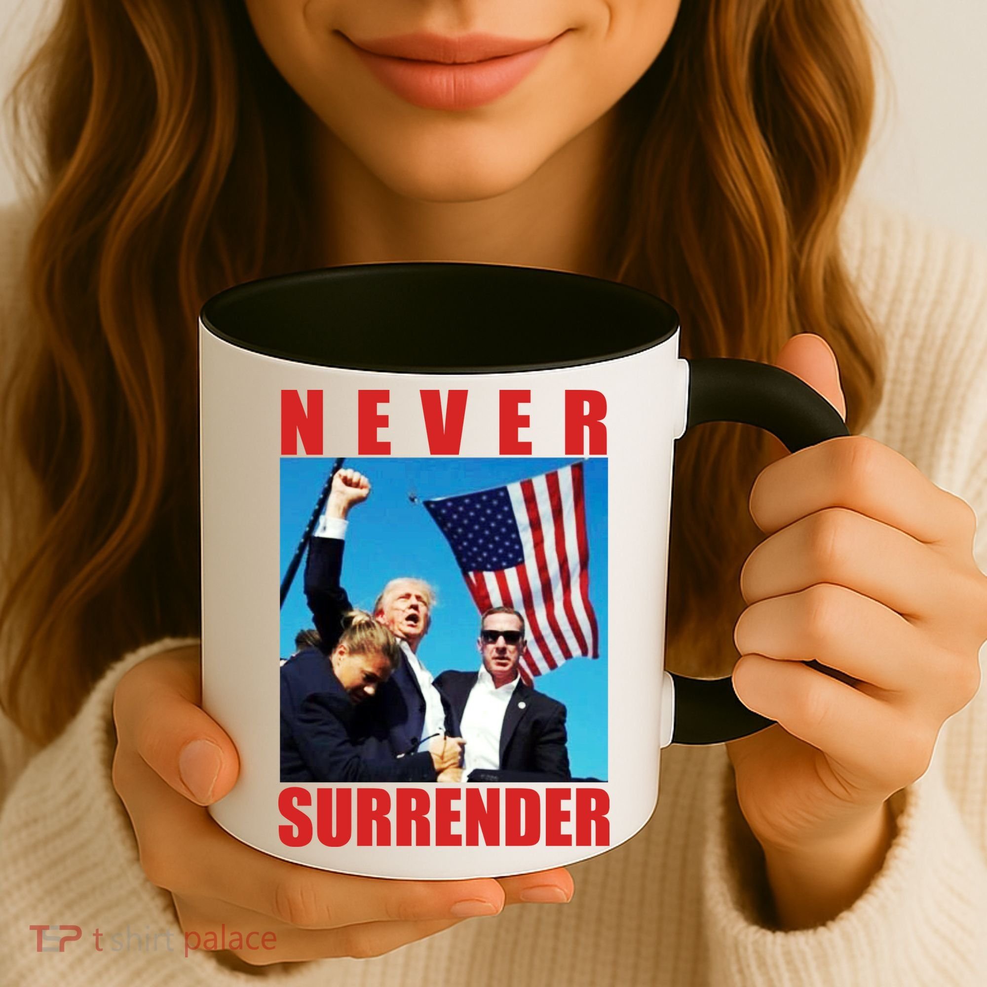 Never Surrender Trump 2024 Pennsylvania Rally Shooting Coffee Mug