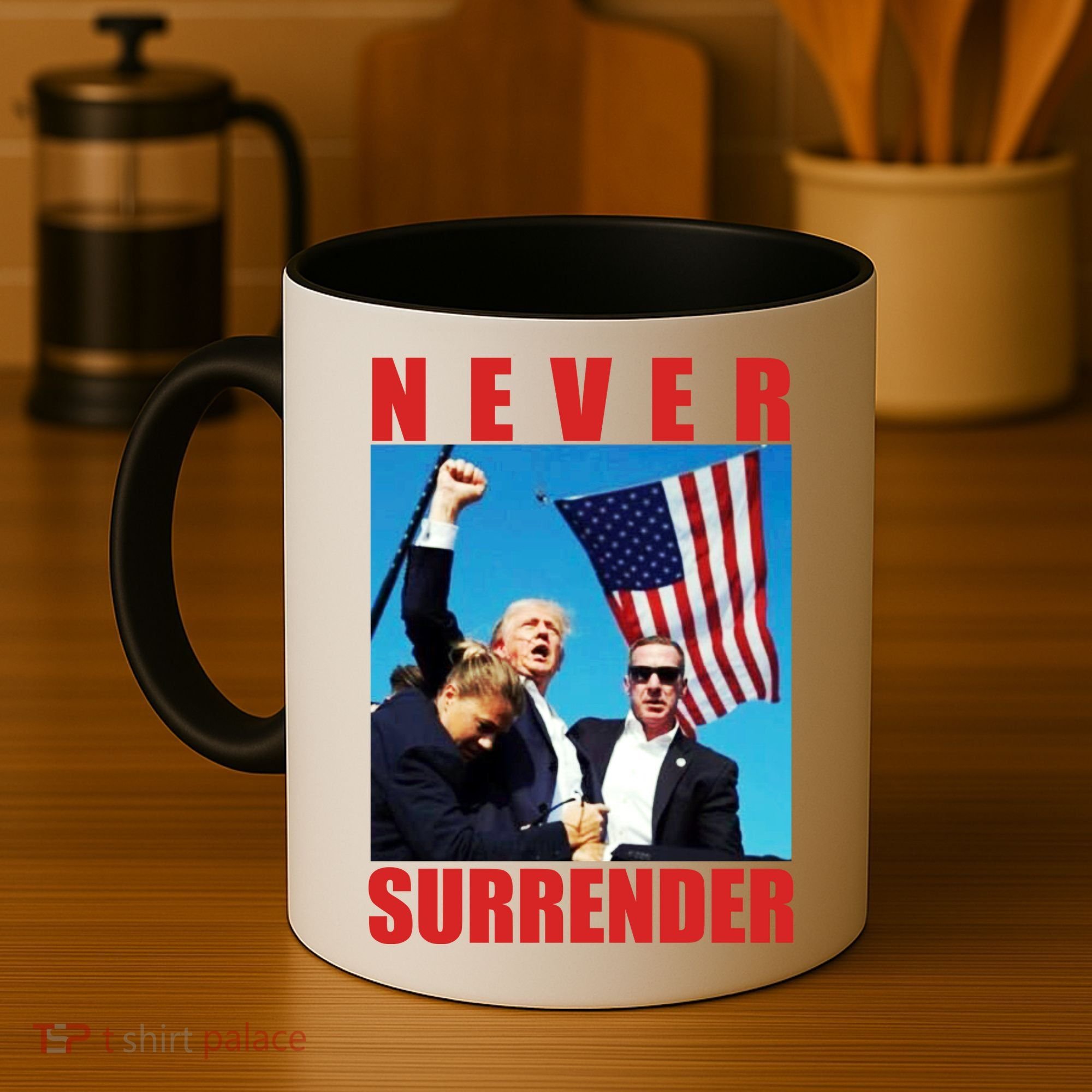 Never Surrender Trump 2024 Pennsylvania Rally Shooting Coffee Mug