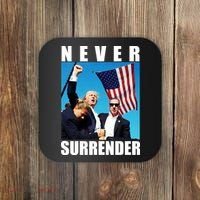 Never Surrender Trump 2024 Pennsylvania Rally Shooting Coaster thumb 0