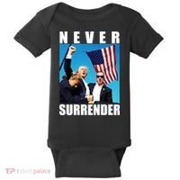 Never Surrender Trump 2024 Pennsylvania Rally Shooting Baby Bodysuit thumb 0