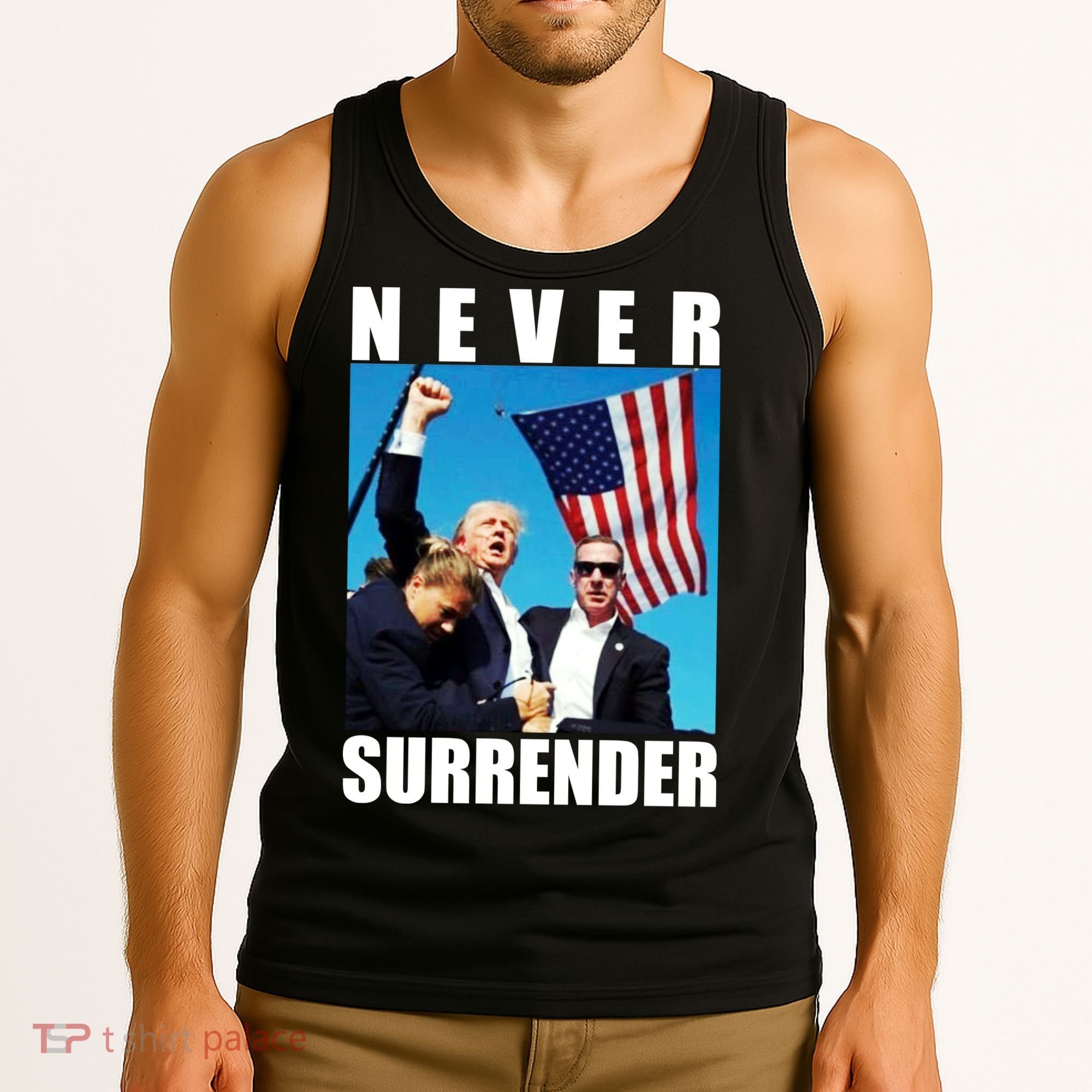 Never Surrender Trump 2024 Pennsylvania Rally Shooting Tank Top