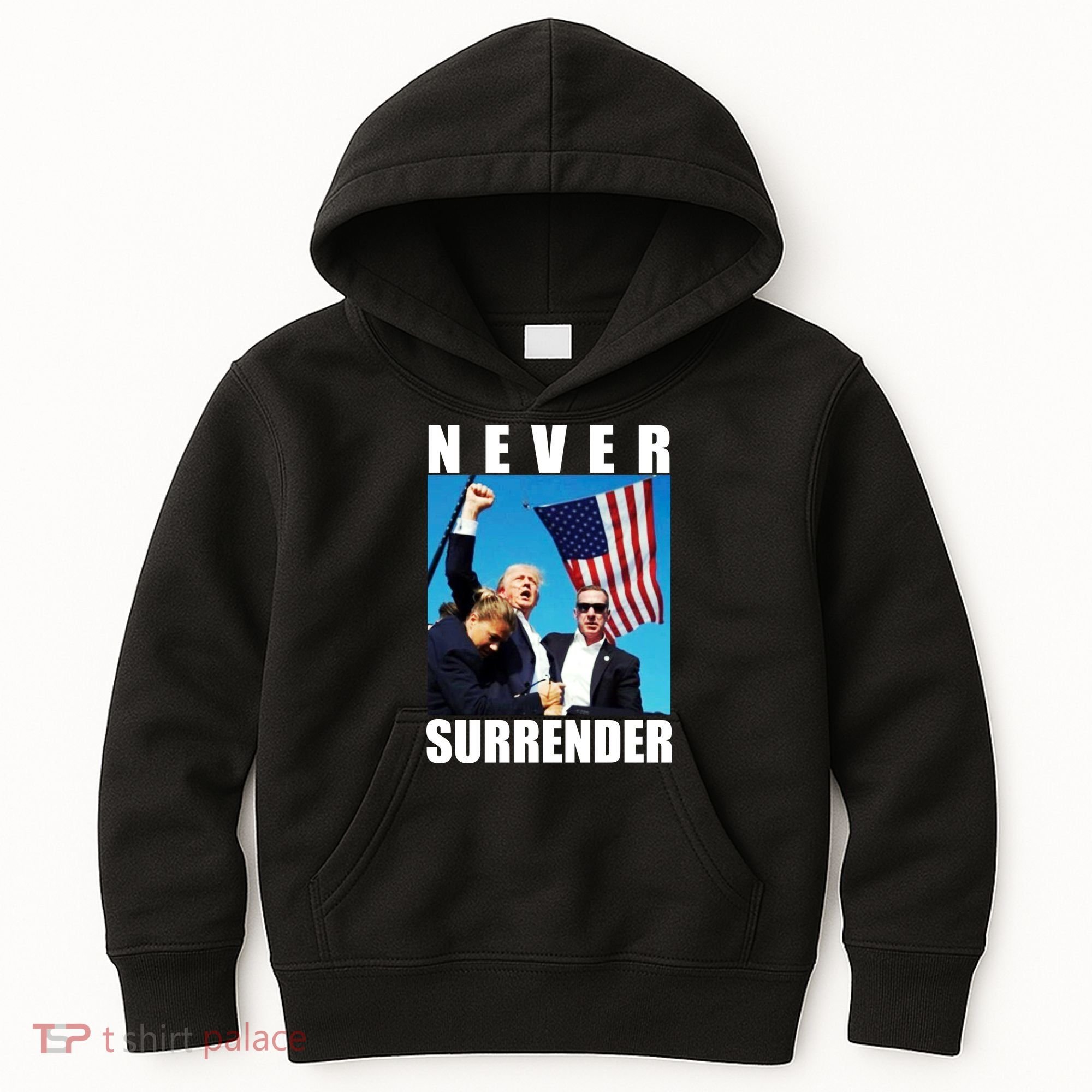 Never Surrender Trump 2024 Pennsylvania Rally Shooting Kids Hoodie
