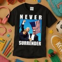 Never Surrender Trump 2024 Pennsylvania Rally Shooting Kids T-Shirt thumb 3