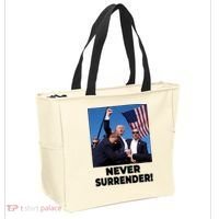 Never Surrender Trump Rally Shooting Donald Trump Statement Tote Bag thumb 2