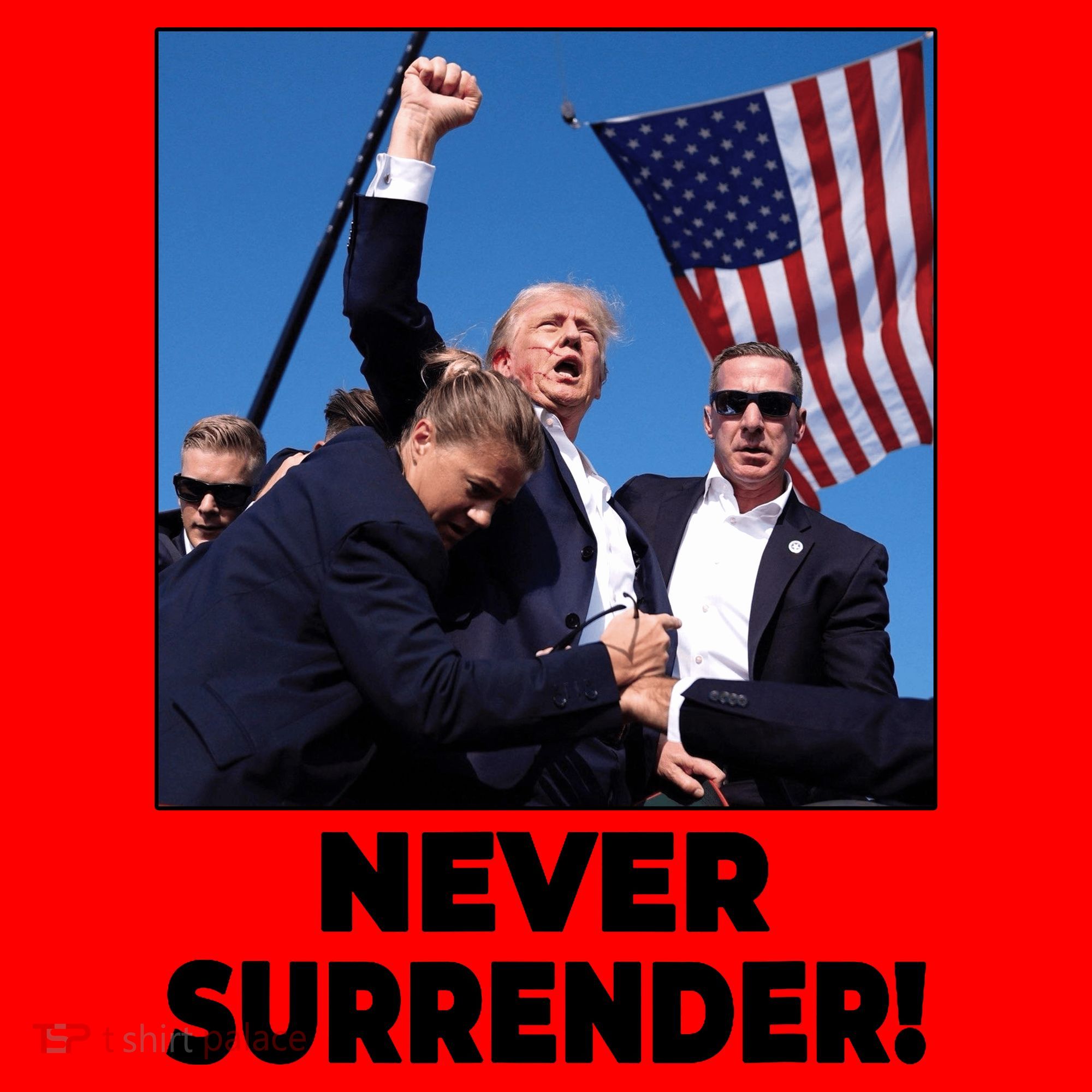 Never Surrender Trump Rally Shooting Donald Trump Statement Santa Hat