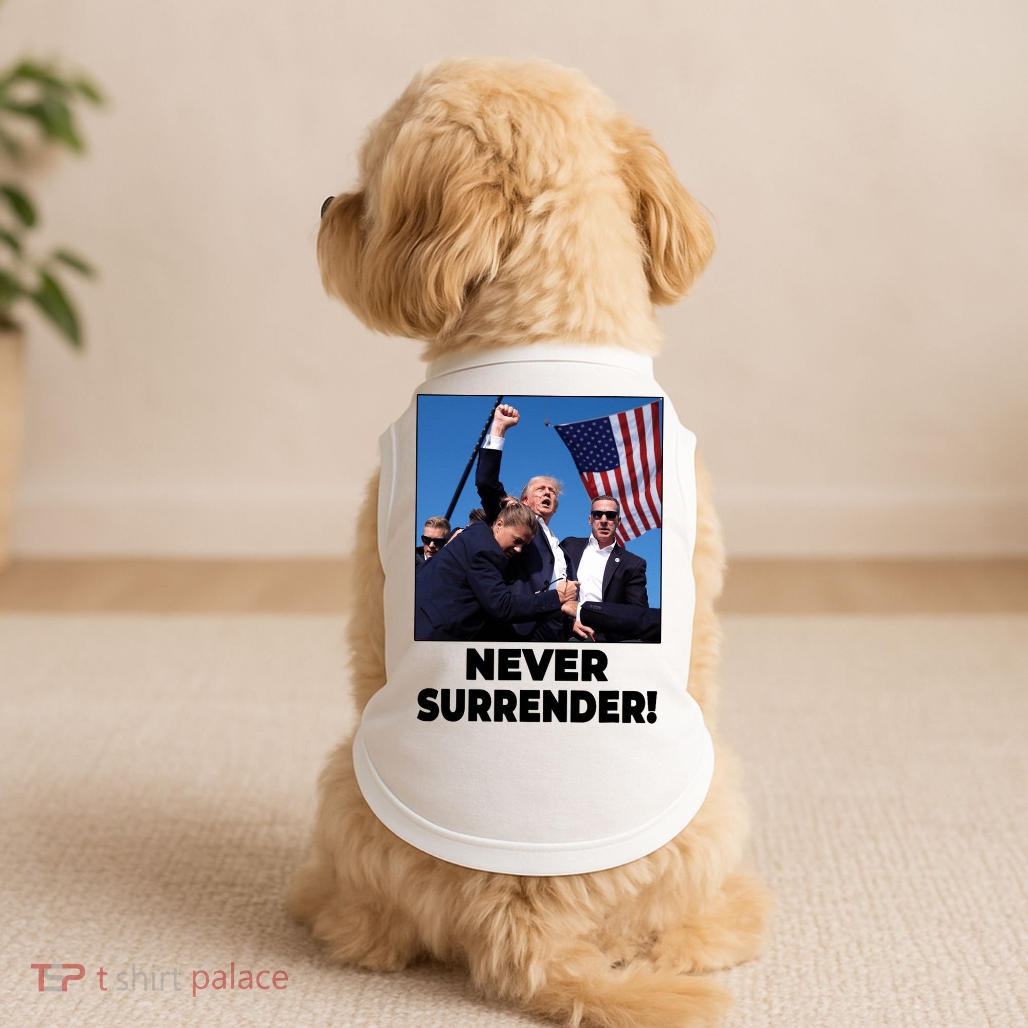Never Surrender Trump Rally Shooting Donald Trump Statement Doggie Tank