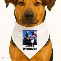 Never Surrender Trump Rally Shooting Donald Trump Statement USA-Made Doggie Bandana thumb 1