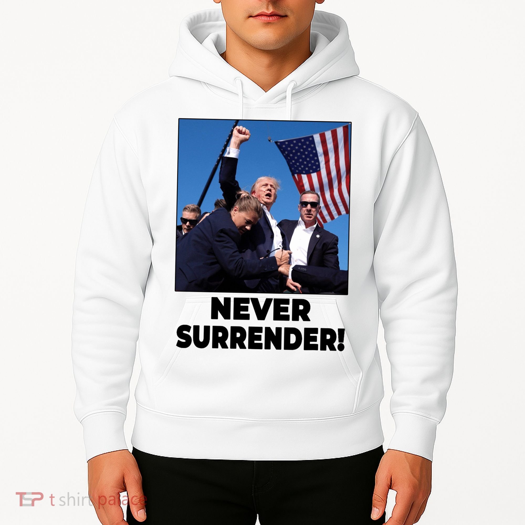 Never Surrender Trump Rally Shooting Donald Trump Statement Hoodie
